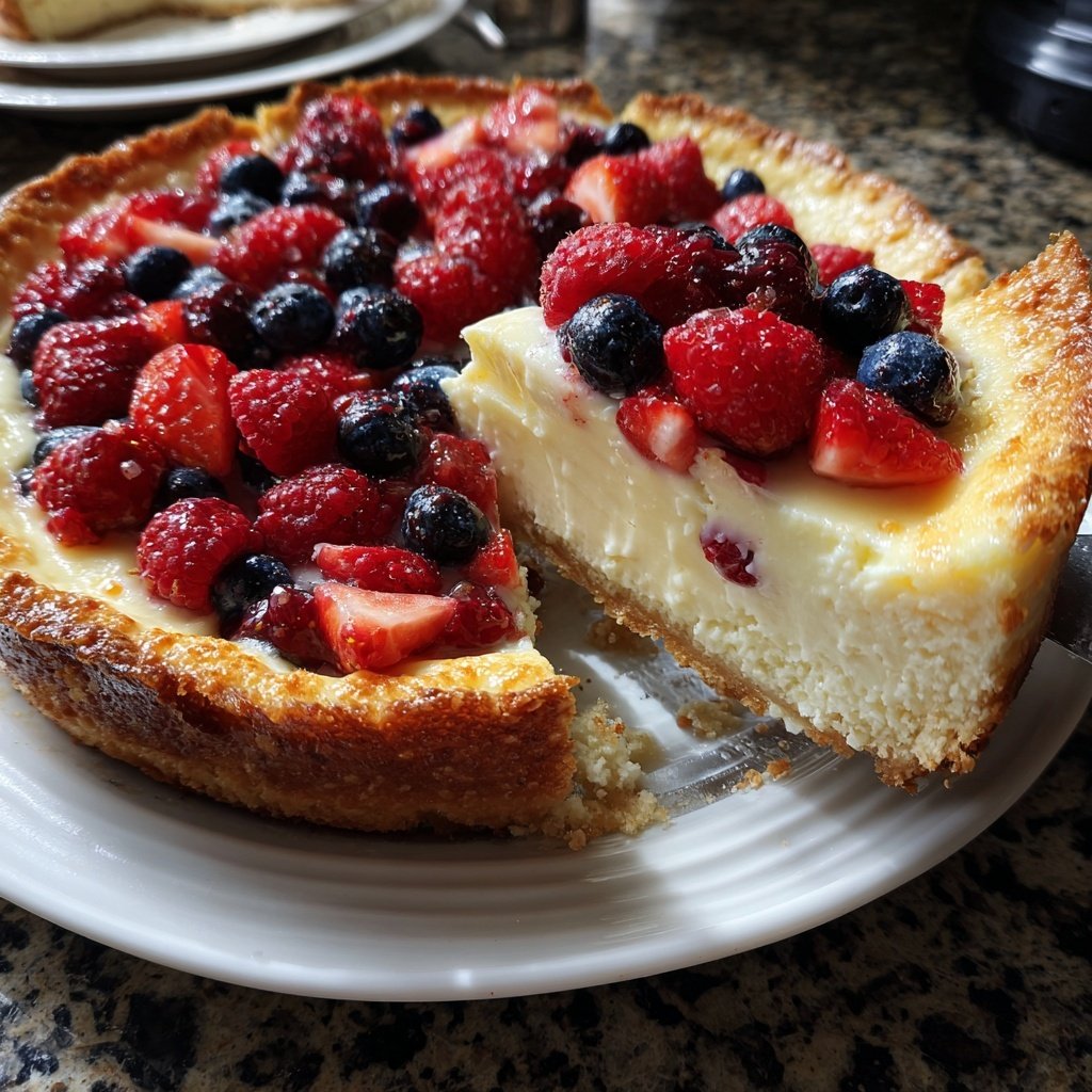 Blechkuchen mit Vanillepudding und Beeren