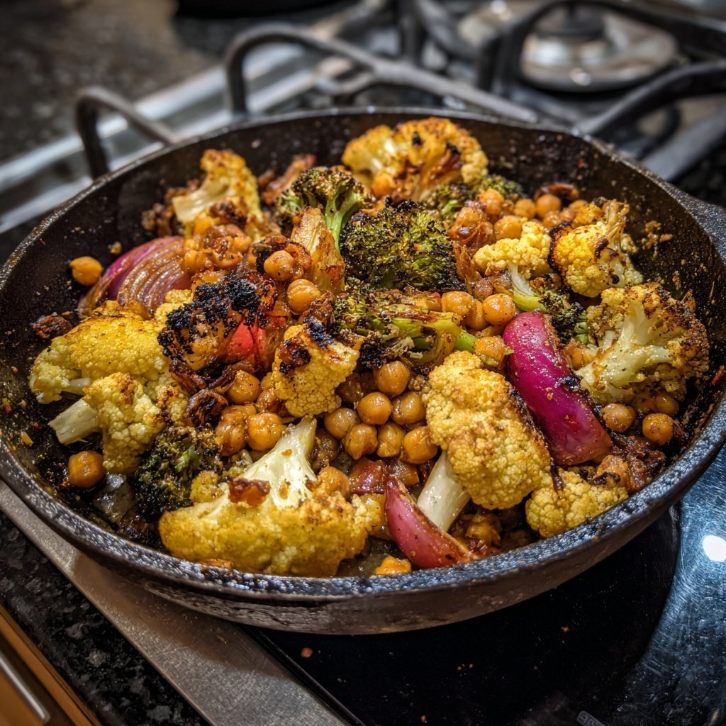 Blumenkohl Pfanne Mit Kichererbsen