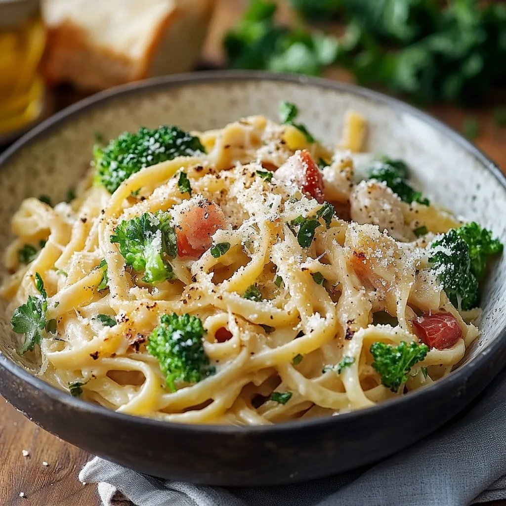 Cremige Hähnchen-Brokkoli-Pasta
