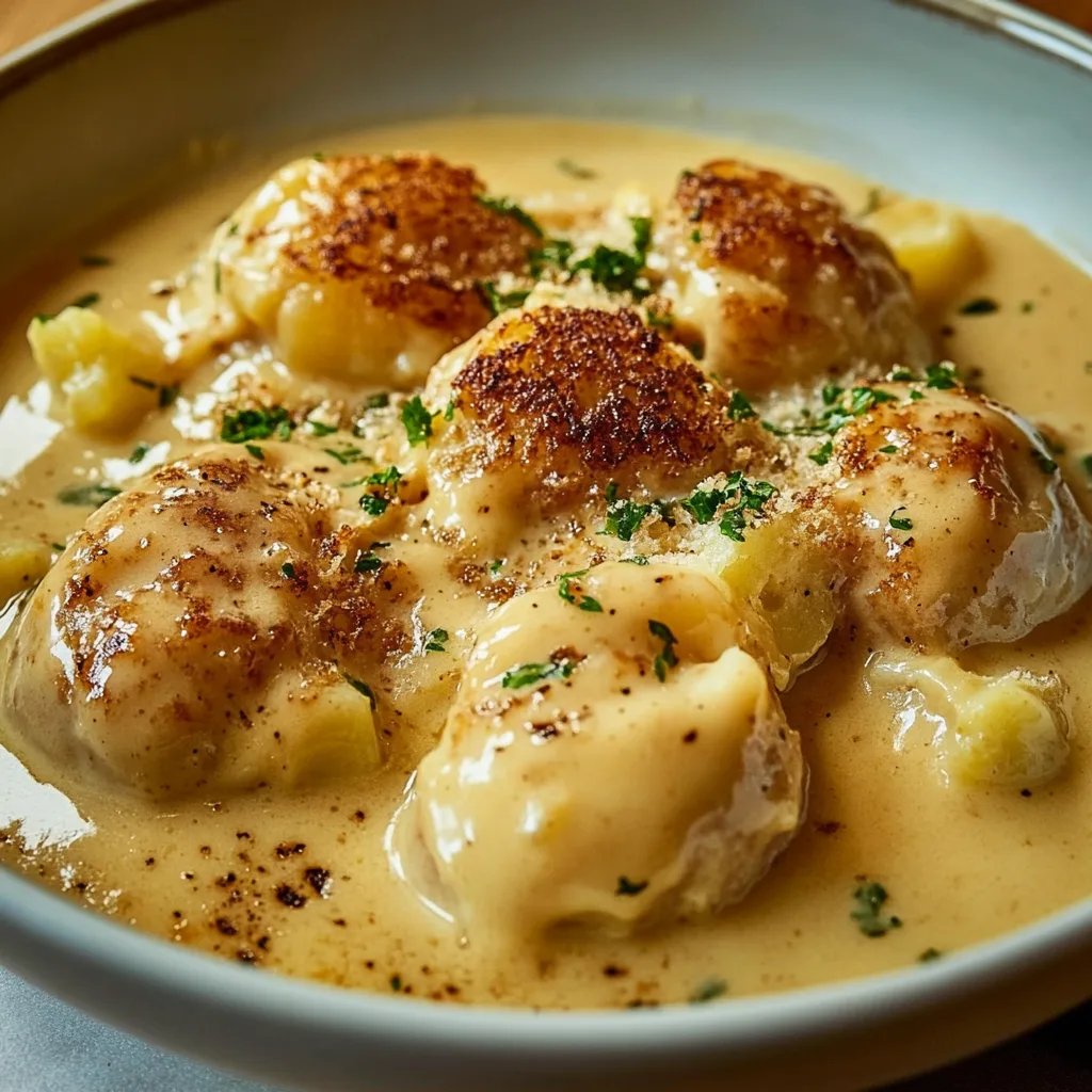 Hackbällchen in cremiger Sauce mit Kartoffelpüree