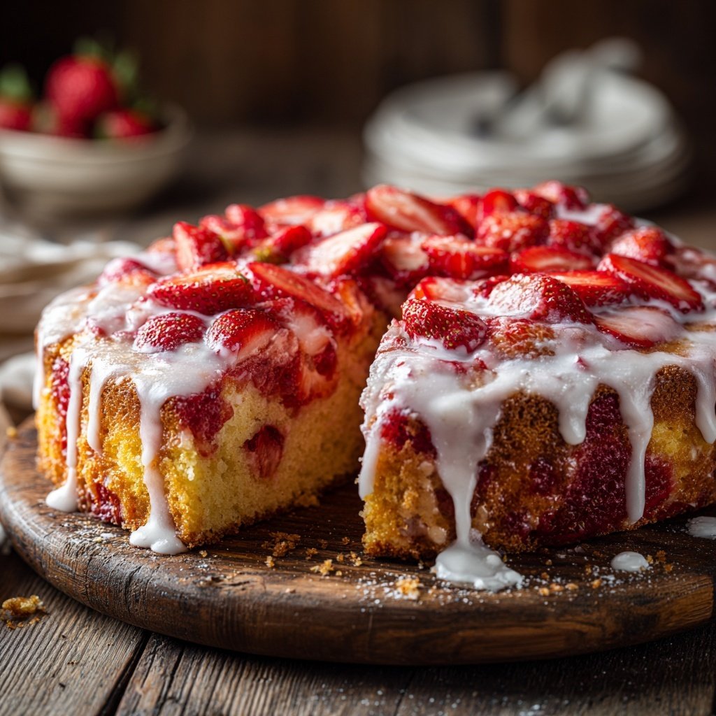 Erdbeerkuchen Mit Vanille Glasur