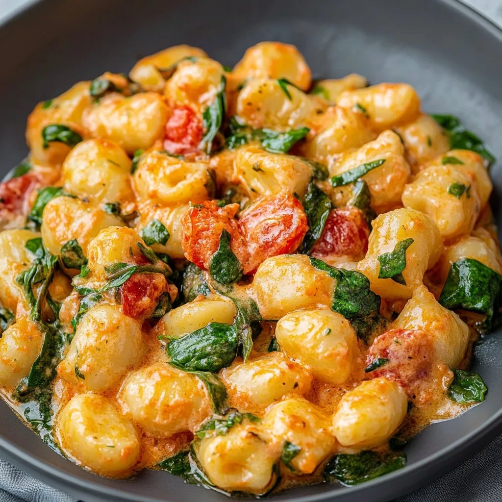 Schnelle Gnocchi-Pfanne mit Tomate & Spinat