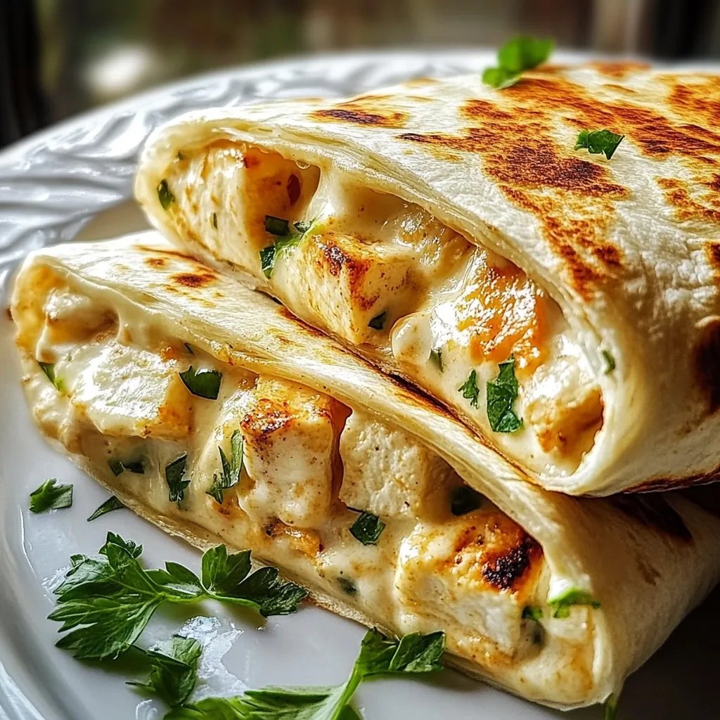 Hähnchen-Wraps mit Käse und Knoblauch